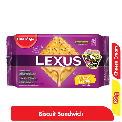

Munchy Lexus Biscuit Sandwich 190gr - Delicious Lexus Biskuit Treat Munchy's Lexus Biskuit Sandwich Krim Keju 190 g