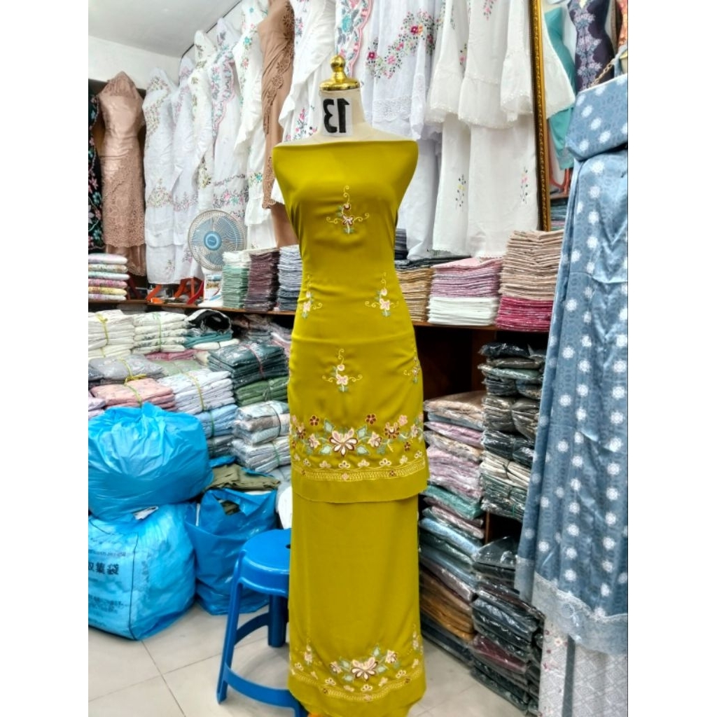 bahan baju kurung bordir suji kasiak benang emas bukittinggi padang