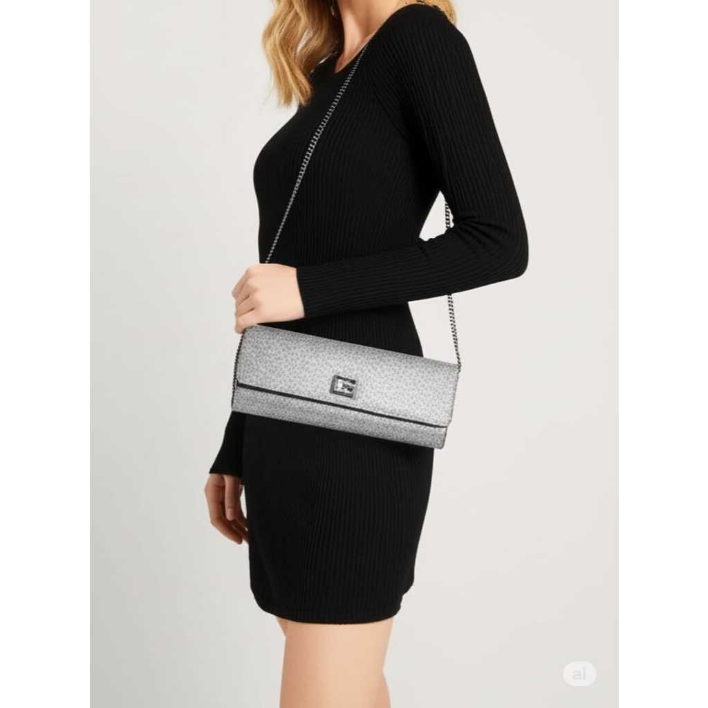 Tas Wanita Guess Pixi Clutch Silver Original