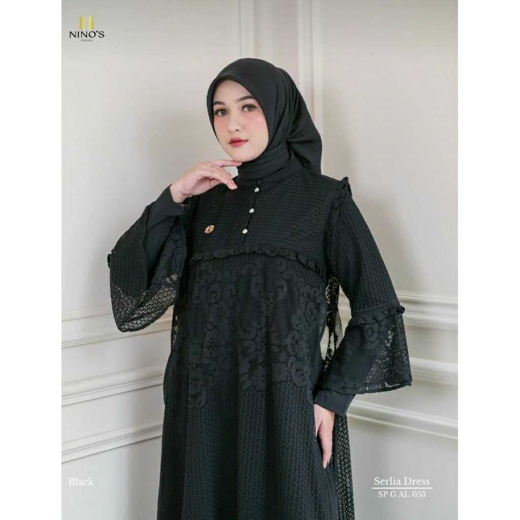 SERLIA DRESS ORI BY NINOS D'SIGN / GAMIS HITAM / GAMIS GREY / GAMIS NIKAHAN / GAMIS WALIMAHAN / GAMI