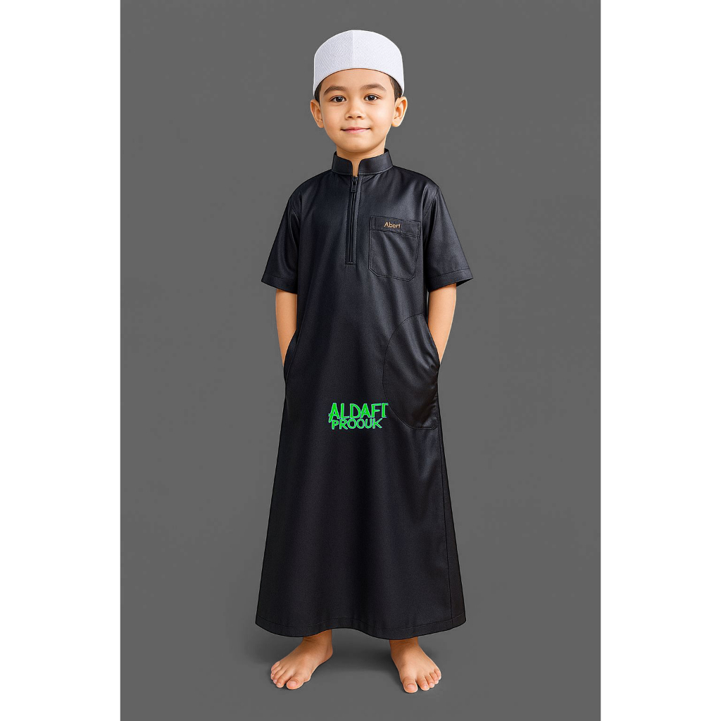 Jubah anak laki laki gamis anak laki laki lengan pendek glosy polos
