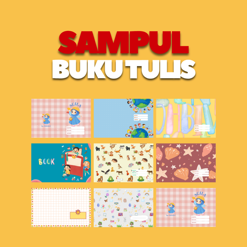 

8 TEMPLATE SAMPUL BUKU TULIS SIAP PRINT!