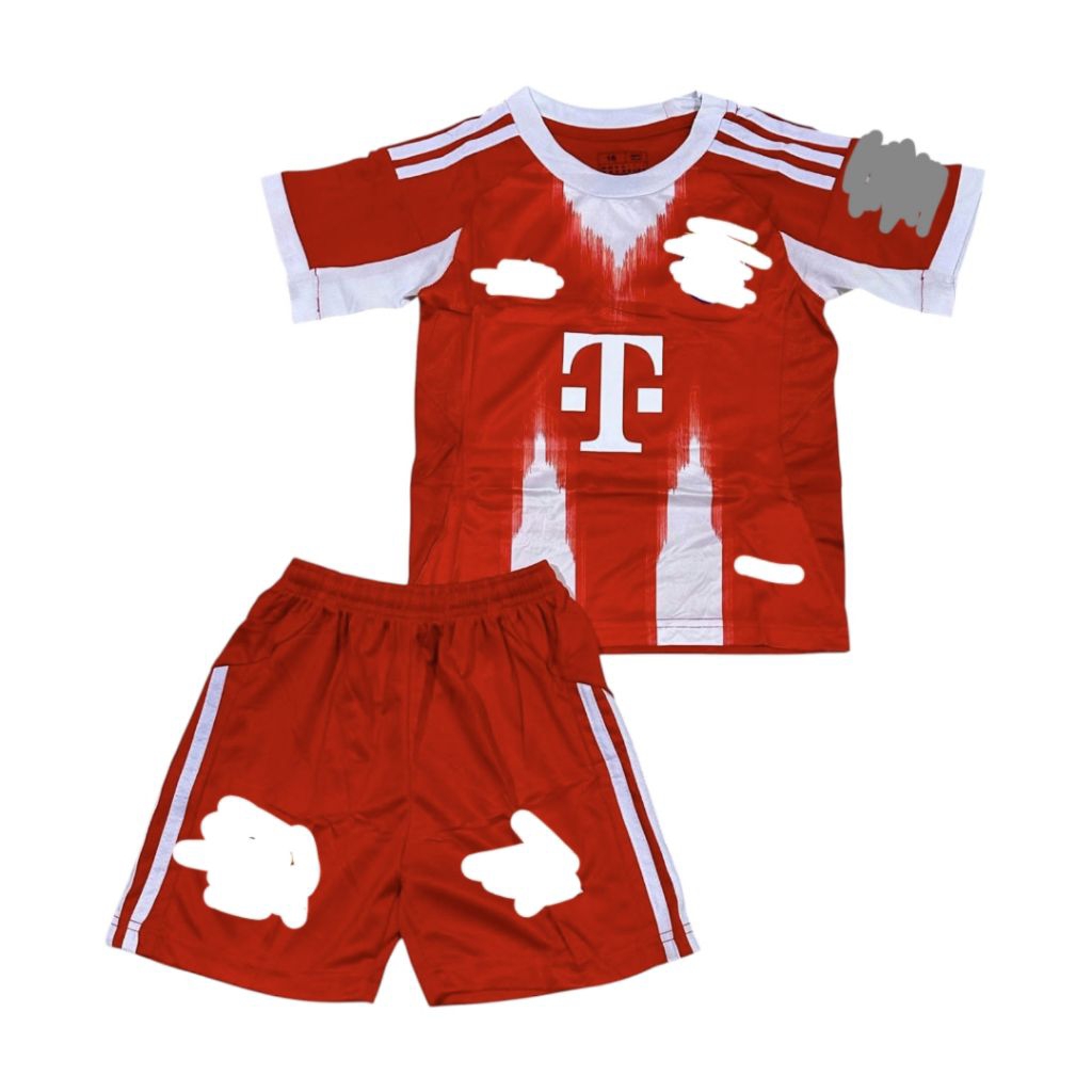 Jersey Bola Kids Tim Munich Klub Bavaria 25/26 Merah Go Poliester Setelan Baju Bola Anak Usia 3-4-5-