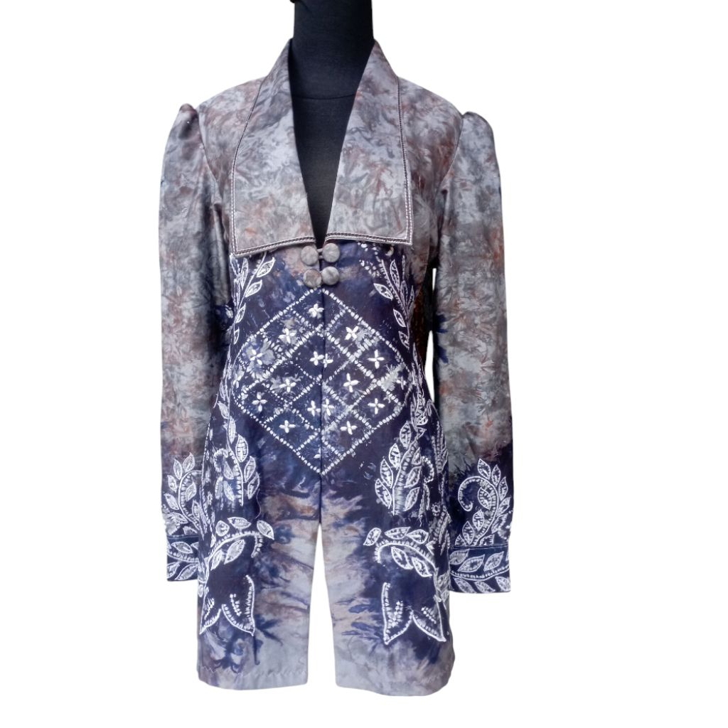 Blazer sasirangan wanita abu-abu - Elegant dan stylish untuk kerja