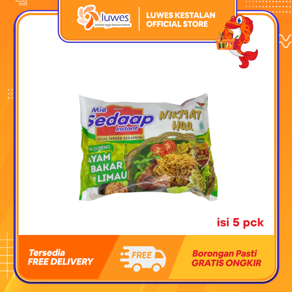 

(ISI 5pcs) Paket Mie Sedaap Mie Goreng 85gr Ayam Bakar Limau Memiliki Rasa Yang Enak Khas Ayam Bakar Limau