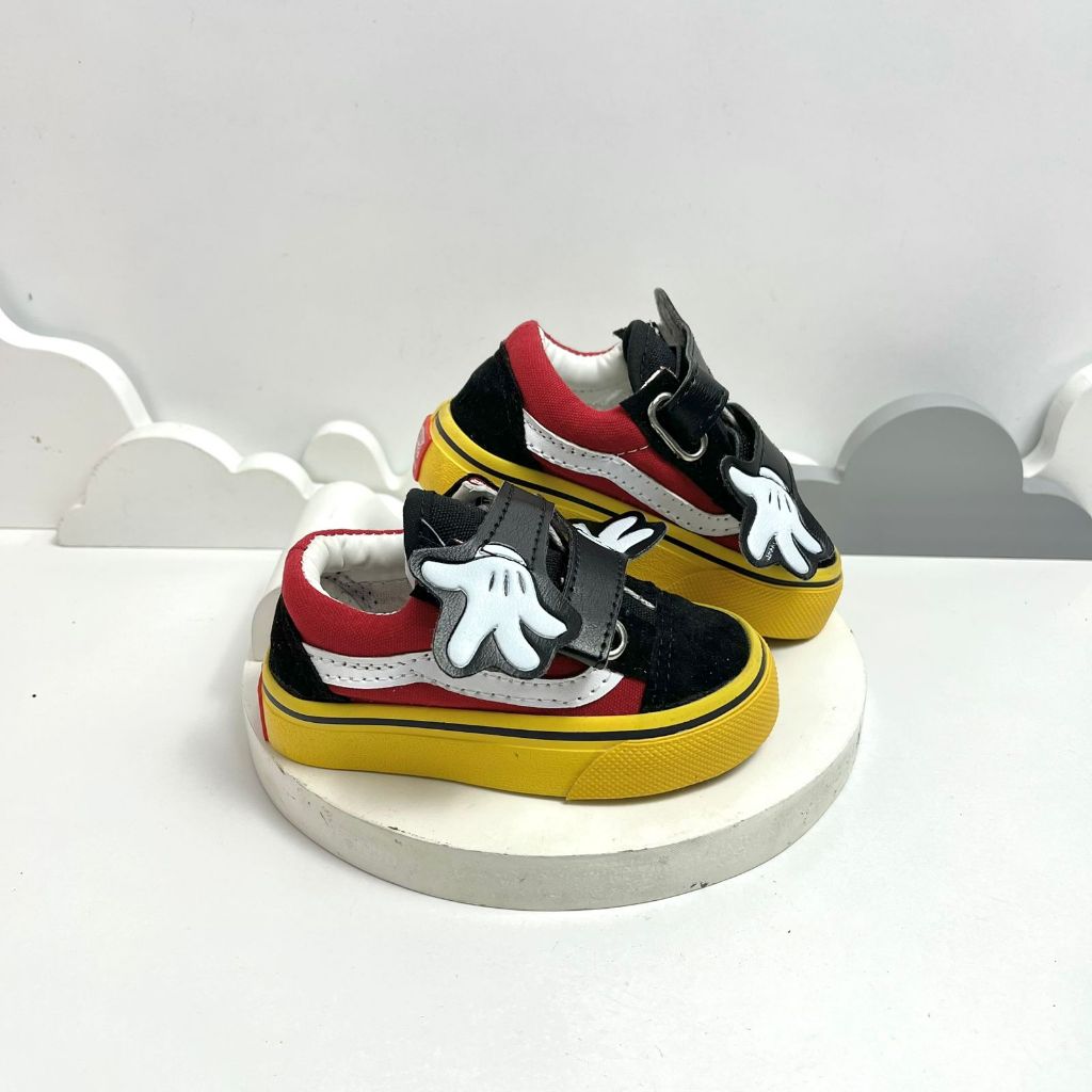 Sepatu Anak FSN Oldskool Velcro Disney Yellow Red Perekat Anak Laki Laki dan Anak Perempuan / Sepatu