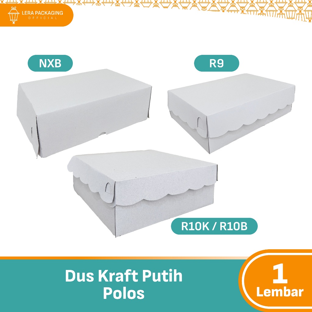 

Dus Nasi PUTIH Polos / Box Kotak Nasi warna Putih ukuran R9 R10K R10B NXB - Non Laminasi & Tutup Sambung