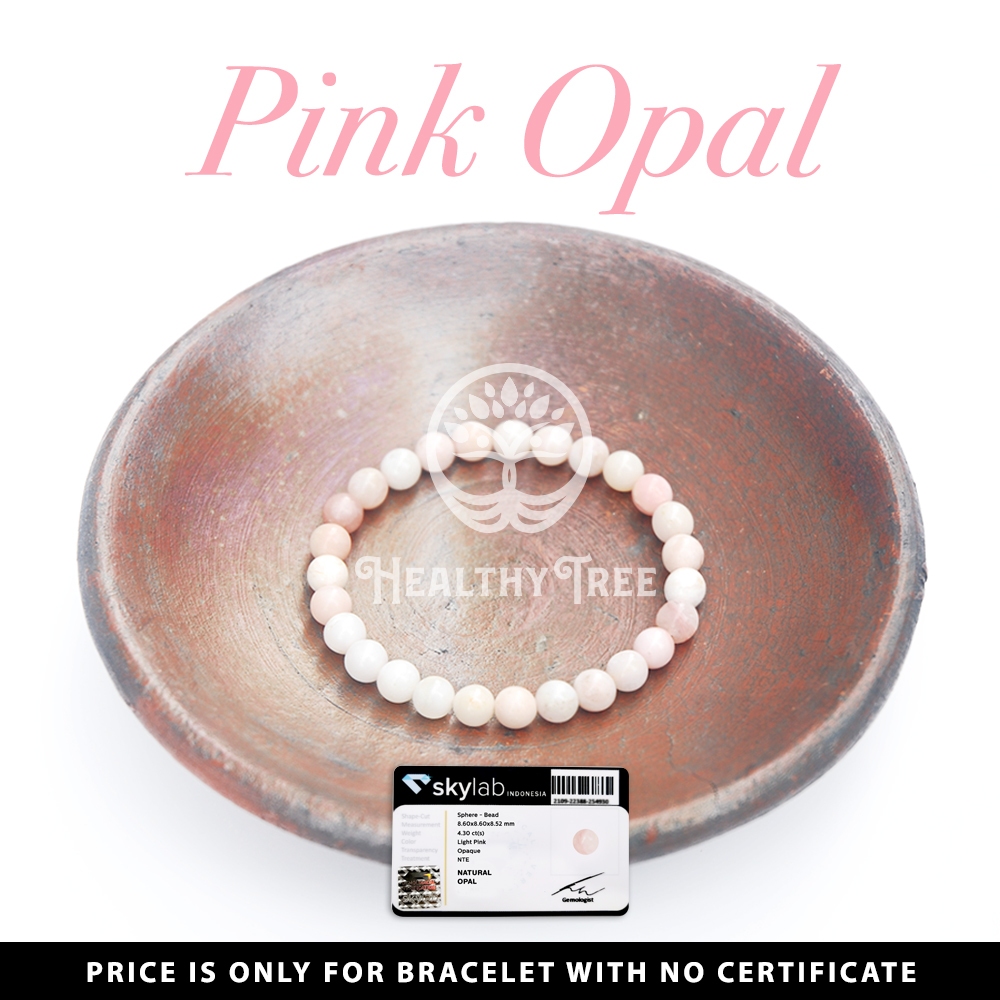 Gelang Batu Natural Kristal Peruvian Pink Opal Grade AA (HIGH QUALITY)