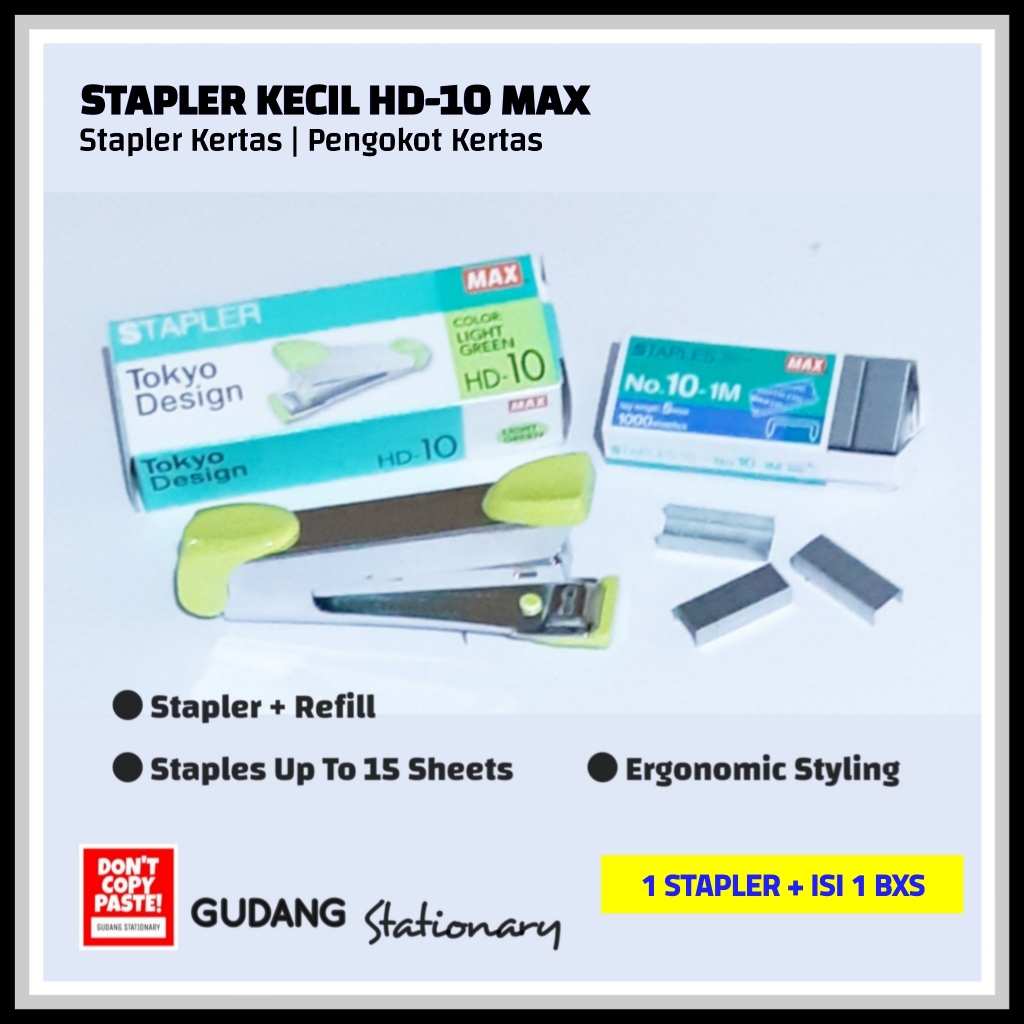 

Stapler Kecil | Stapler Kertas | Alat Pengokot Kertas | HD-10 MAX + Isi 1 Bxs
