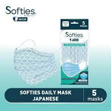 Softies 3D mask surgical batik & black  isi 5pcs