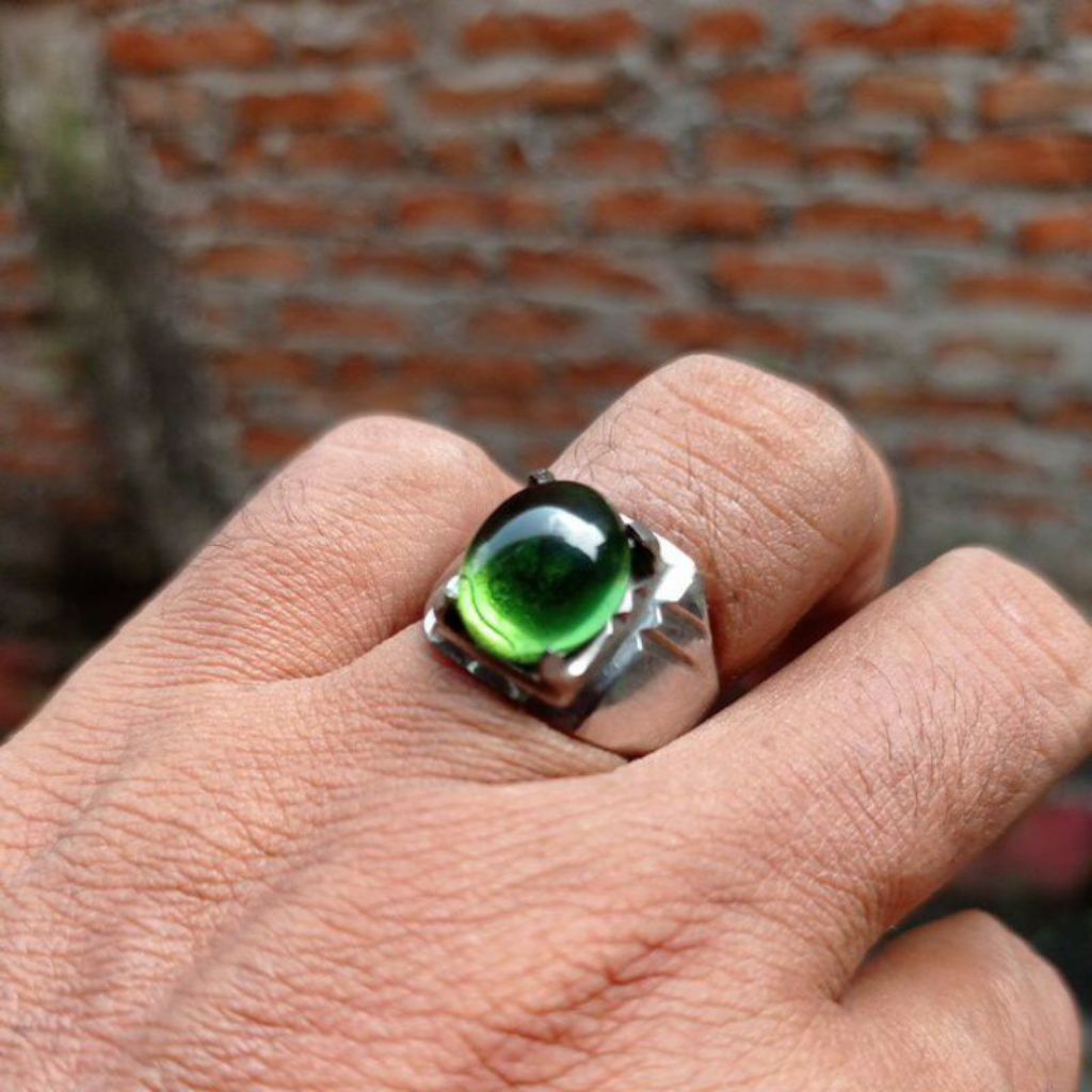 cincin batu zamkal zamrud kalimantan polos ring monel