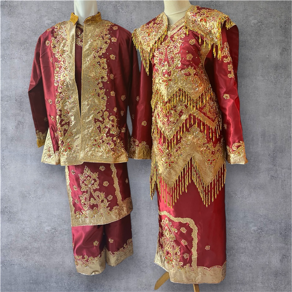 Baju Pengantin Minang/Baju Sumandan Padang/baju penganten minang bahan saten/baju adat minang pasang