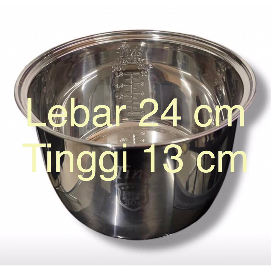 panci rice cooker 1,8 liter stainles steel sus 304