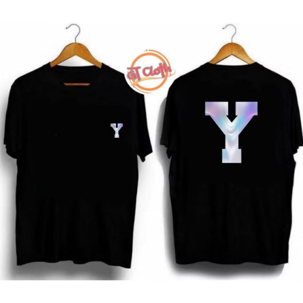 KAOS DISTRO INISIAL Y SABLON HOLOGRAM BAHAN COTTON COMBED 30S