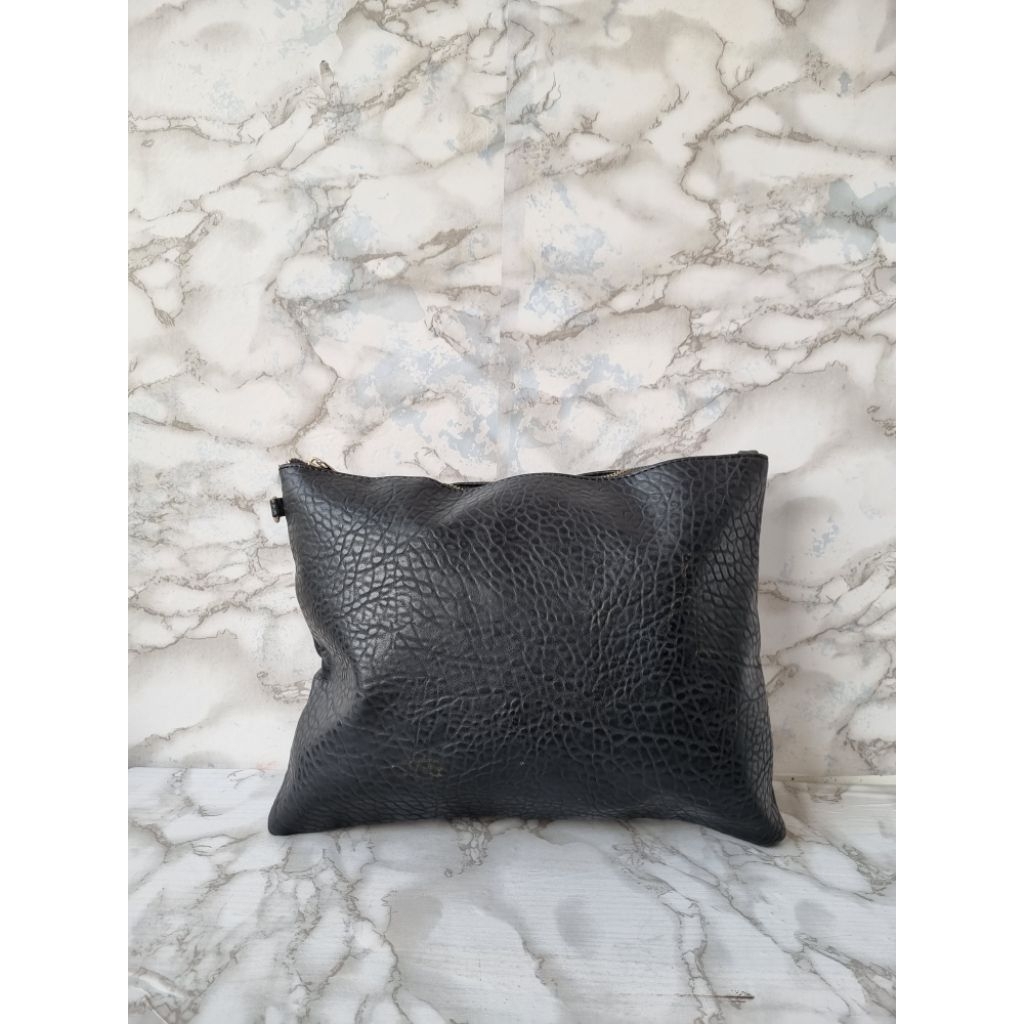 TAS CLUTCH KULIT PRIA WANITA SECOND BRAND HITAM / TAS HANDBAG PRIA WANITA