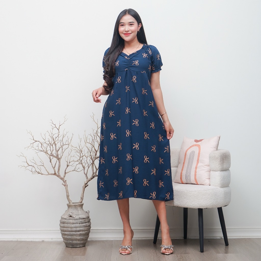 Dress Daster Kerut Shafa Rayon Kekinian Terbaru Home Wear