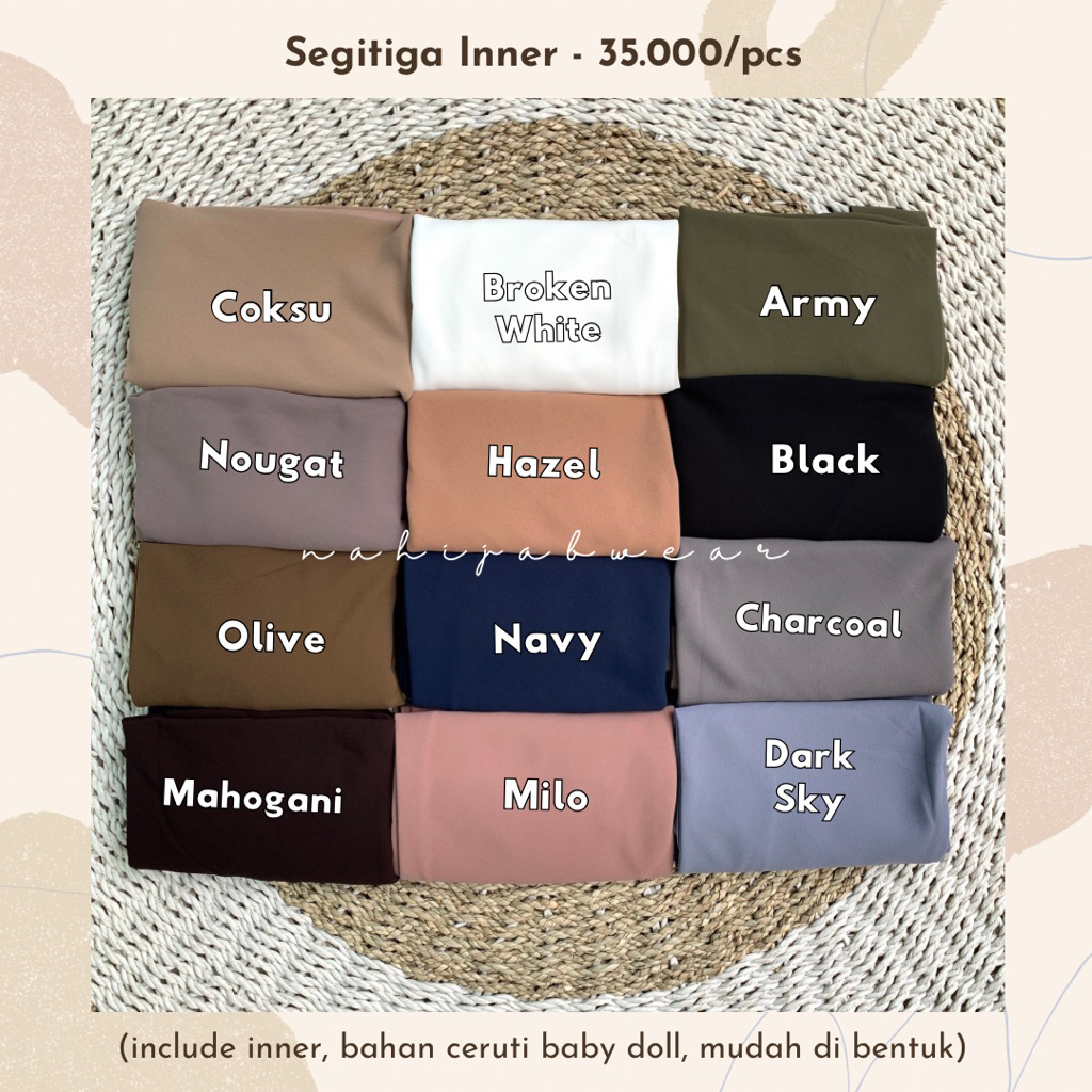 NAHIJABWEAR. Segitiga Inner/Segitiga Instan Inner/Segitiga Ciput/Segiempat Instan/Segitiga Inner Cer