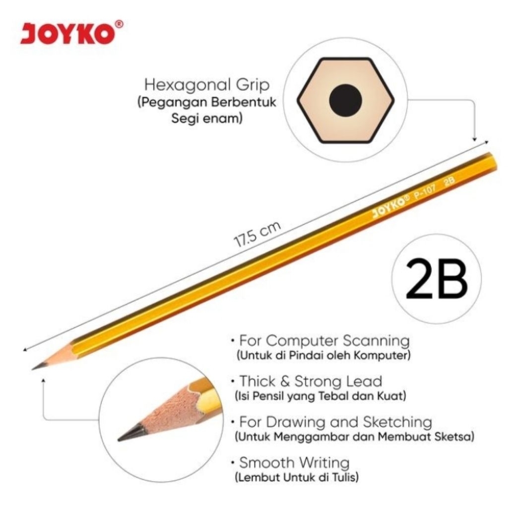 

Pencil Pensil Joyko P-107 Metallica 2B 1 Box isi 12