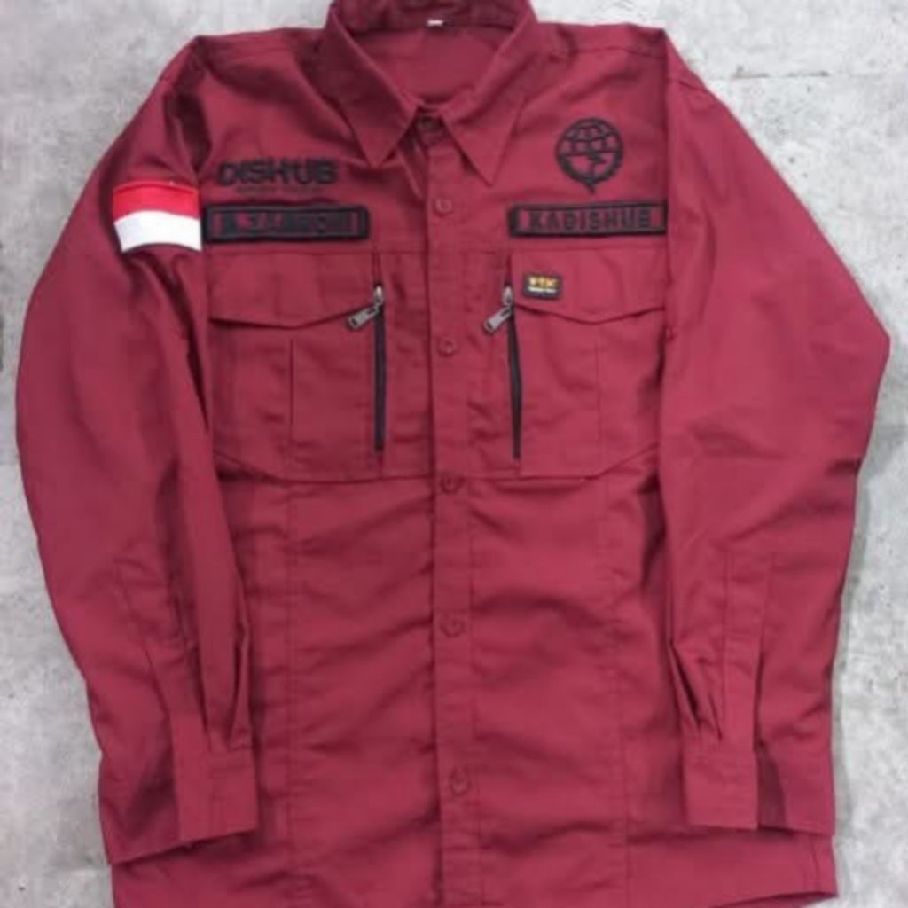 Kemeja DISHUB/Seragam KADISHUB DISHUB/Kemeja Training Merah DISHUB/Seragam TACTICAL Custom DISHUB