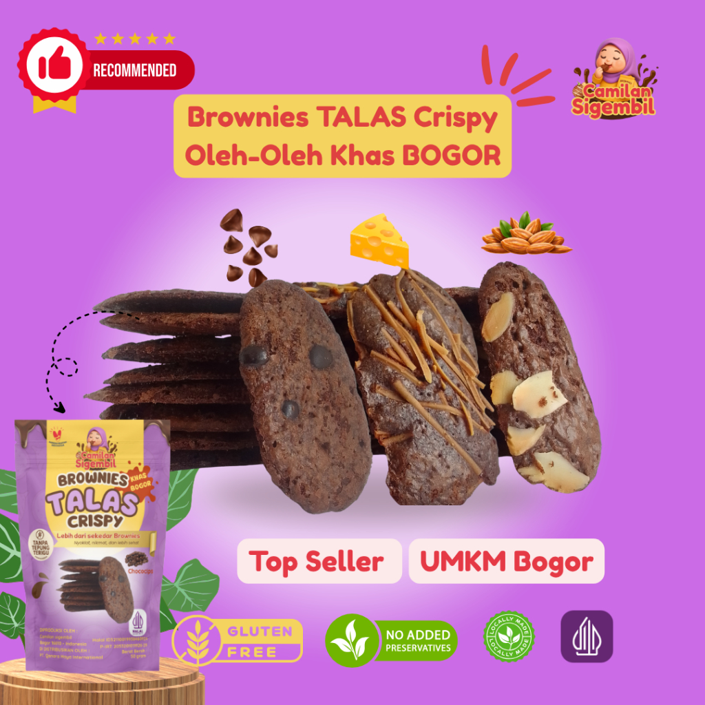 

Camilan Sigembil - Brownies Mini Gluten Free Talas Crispy | Snack Manis Halal Berat 50gr
