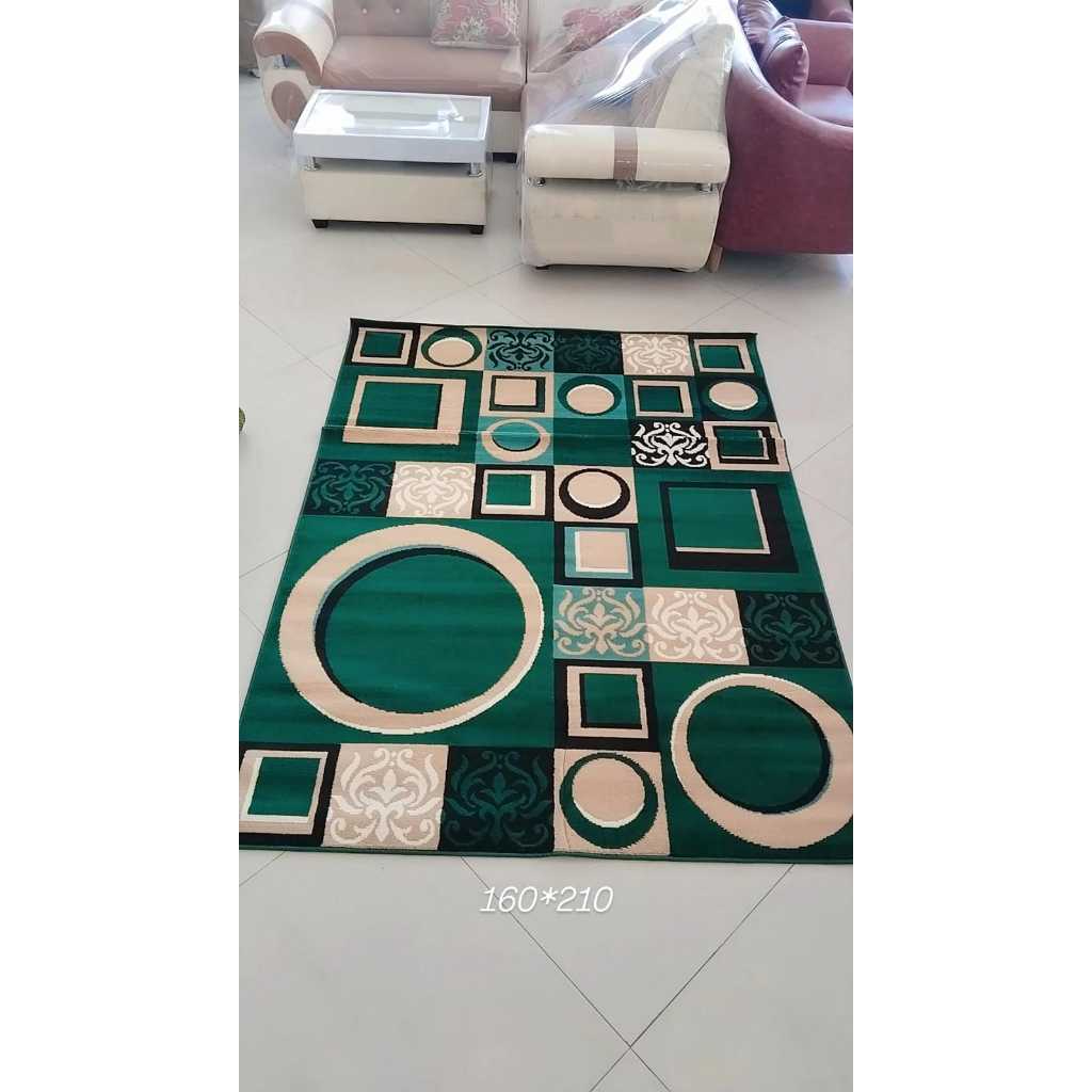 JUAL KARPET MODERNO 160X210 WARNA HIJAU MOTIF BULAT