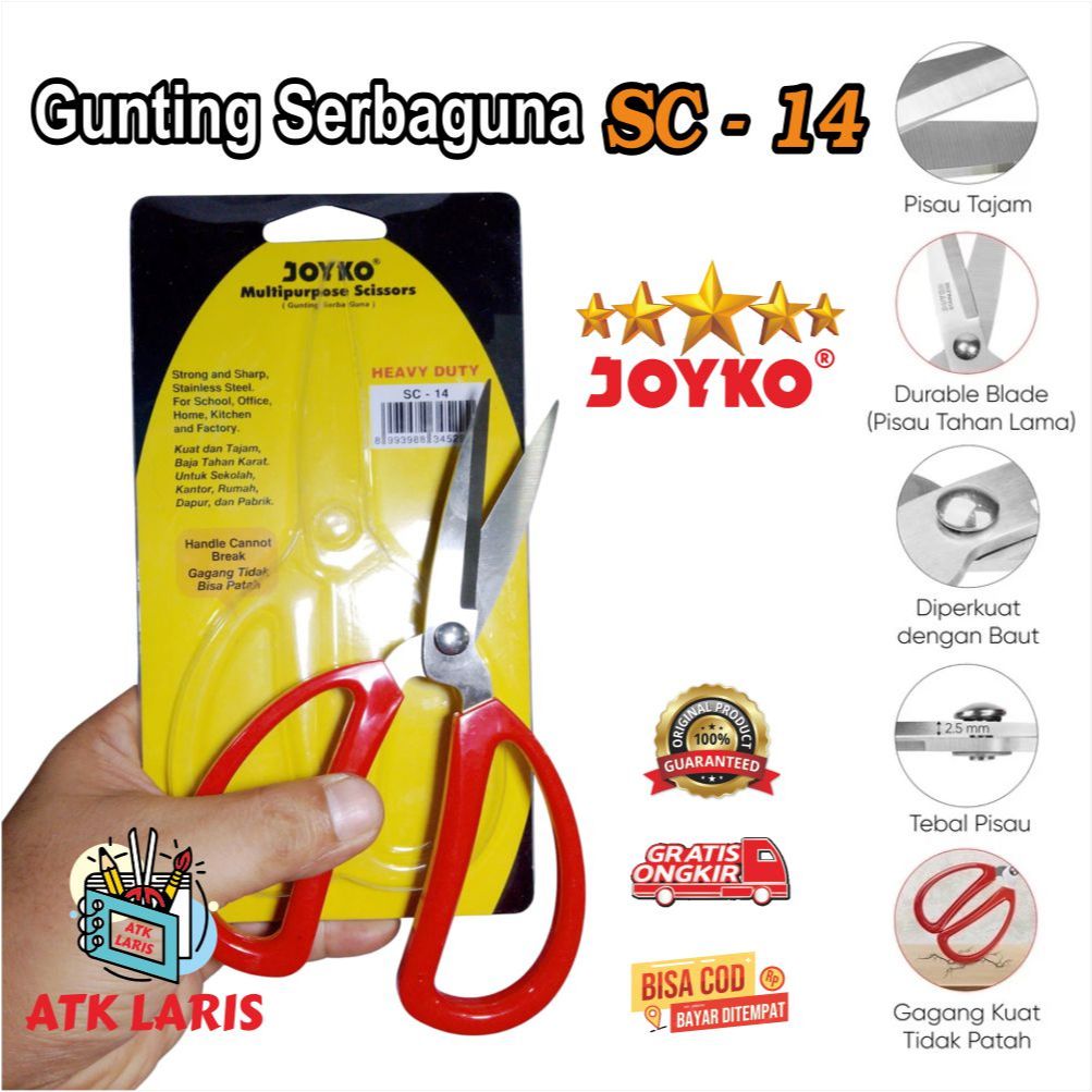 

Gunting JOYKO SC - 14 | Gunting Stainless Steel | Gunting Kodok | Gunting Kain | Gunting SCISSORS