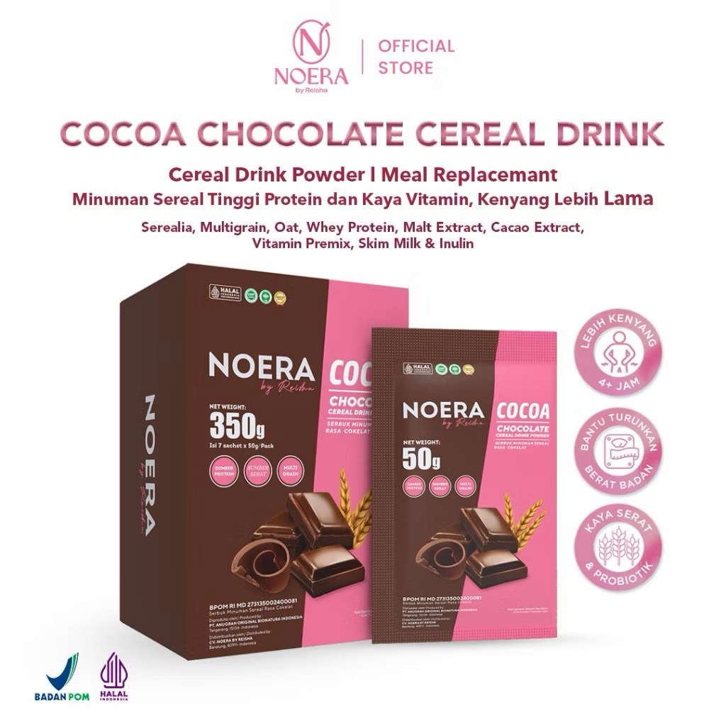 

(ecer) Noera Lean Chocolate Sereal Drink Harga per Sachet