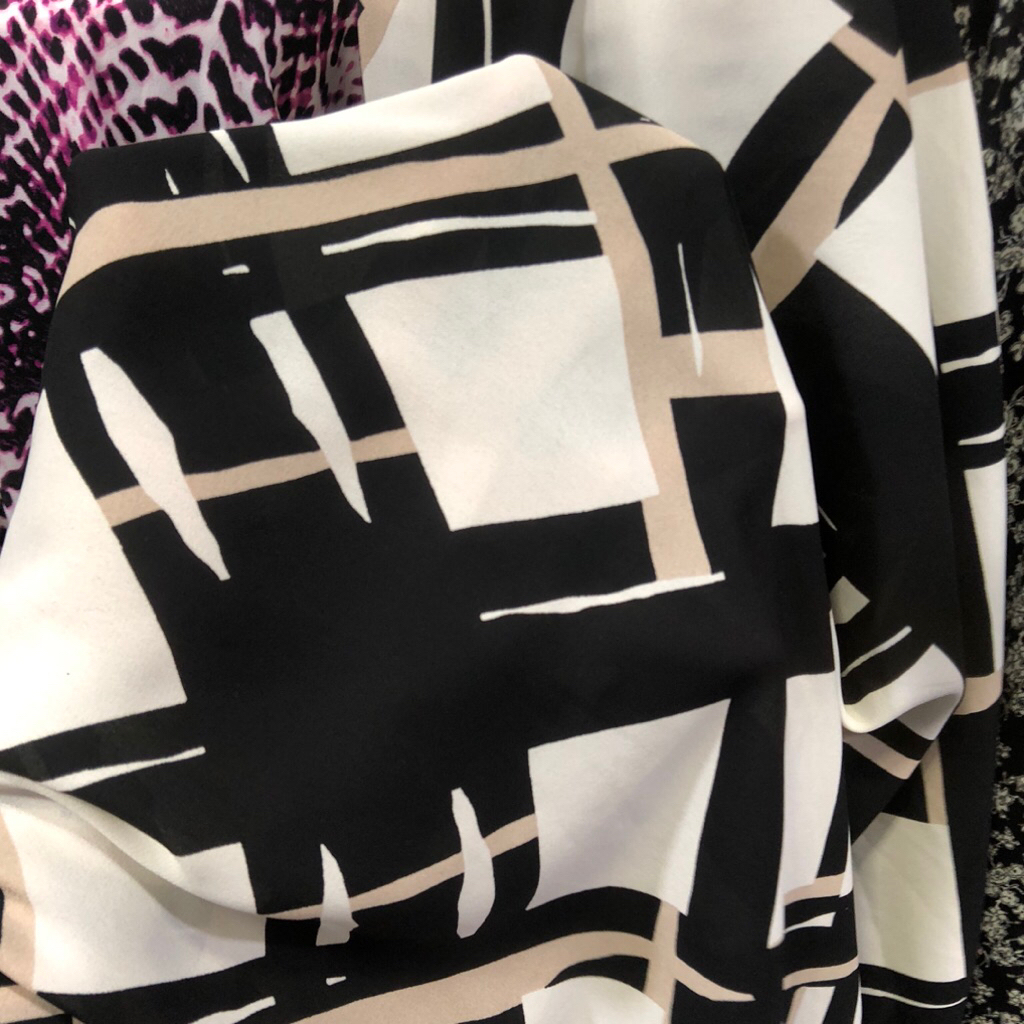 kain satin silk motif kotak - kain silk motif premium lq