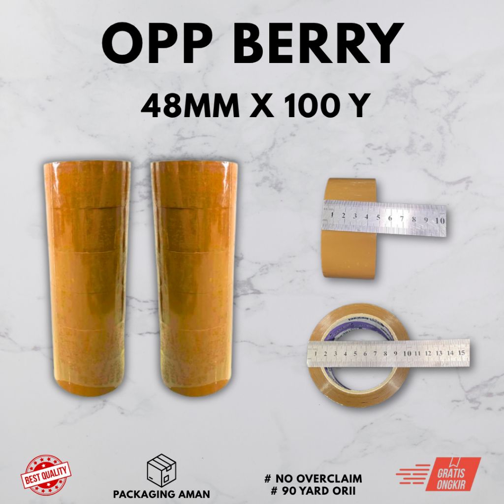

LAKBAN BERRY WARNA COKLAG - OPP BERRY 100 YARD ORI - LAKBAN PACKING MERK BERRY