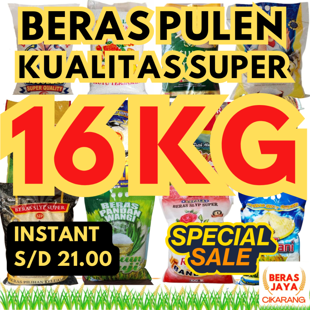

(SPESIAL SALE SHOPEE!!) Promoo Beras Kualitas Terjamin Bersih Bebas Kutu Super Pulen 16 kg Murah