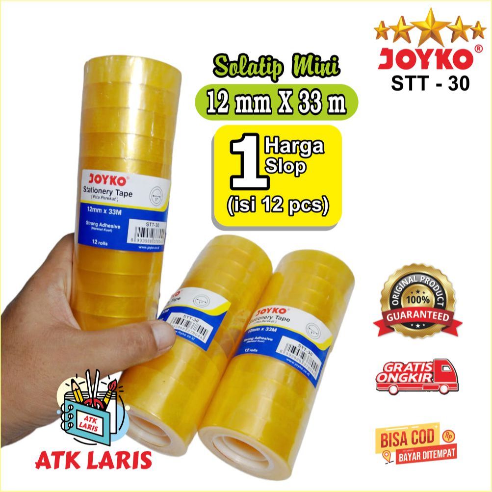 

SOLATIP MINI JOYKO Stationery Tape SOLATIP KECIL Pita Perekat Selotip Joyko STT-30 HARGA 12 Pcs
