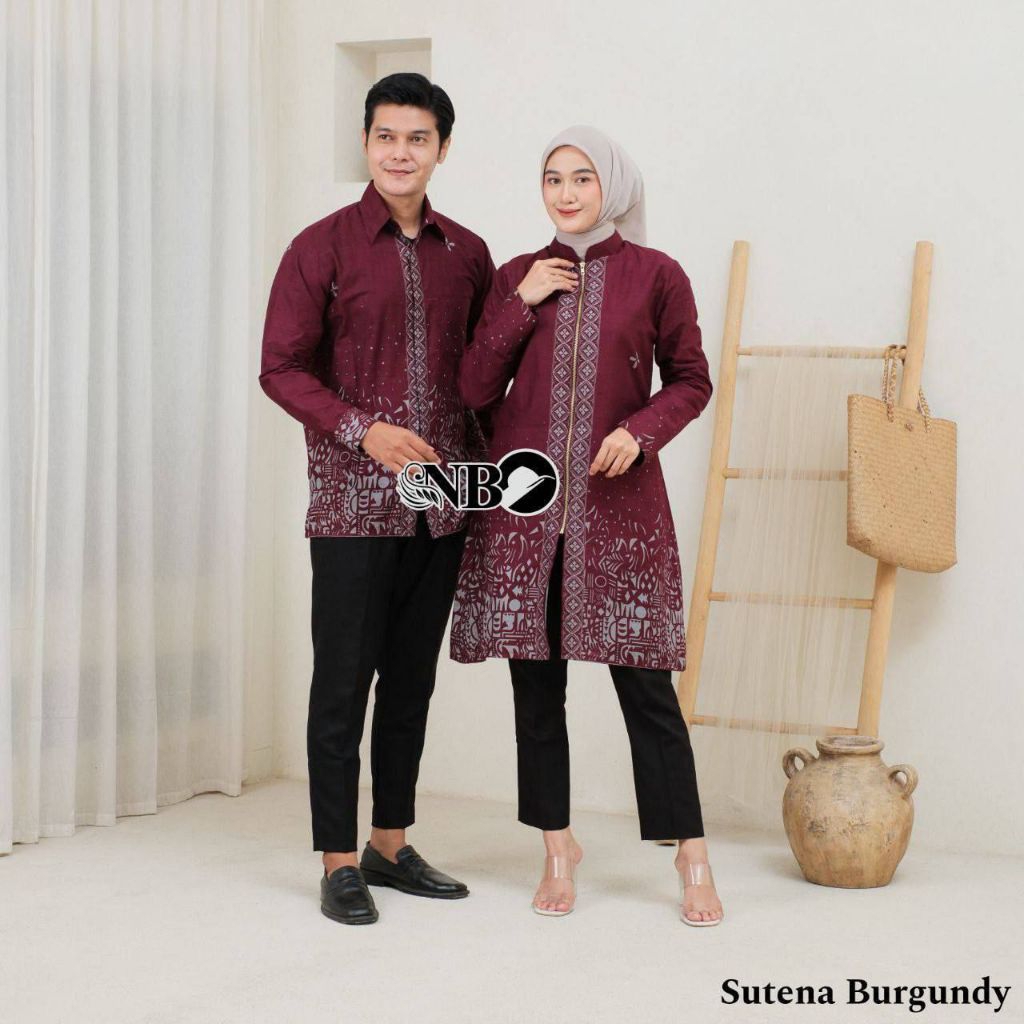 Baju Batik Couple Modern Kemeja Laki Laki Tunik Batik Lengan Panjang