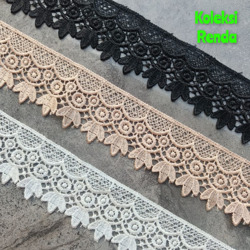 Renda giper/gyper/zipper/giper/bordir lebar 6cm (per roll 15yard) Kode 1335