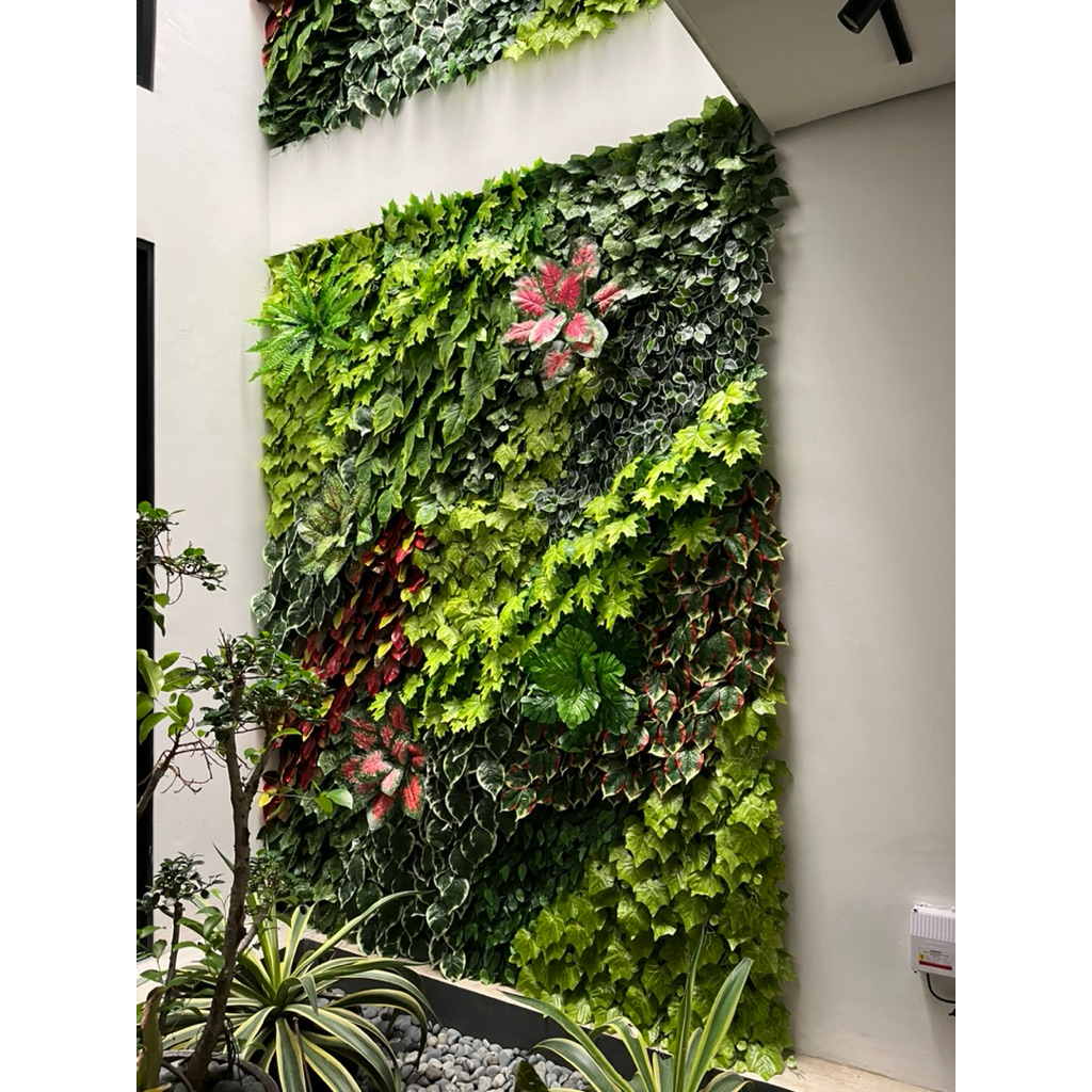 Vertical Garden Sintetis Full Daun | Tanaman Gantung Dinding 1m²