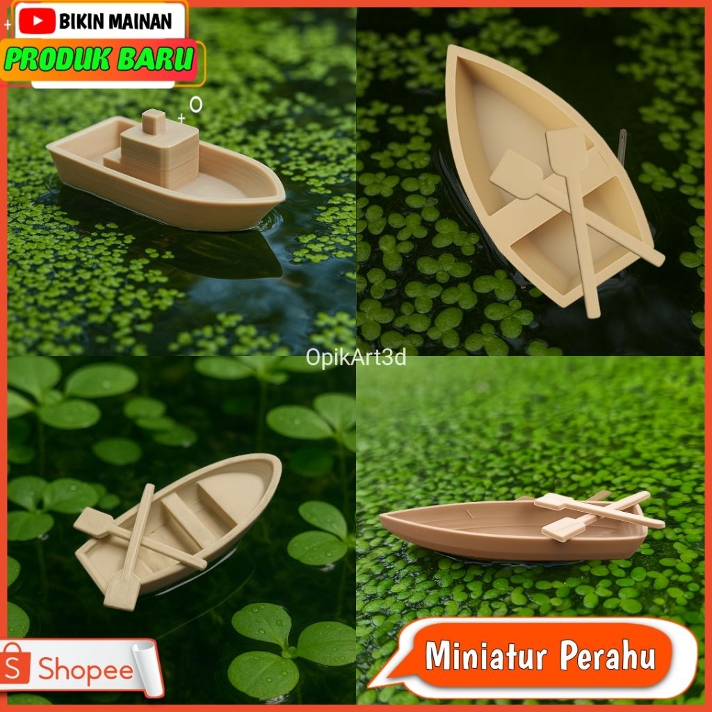 Miniatur perahu/kapal hiasan kolam ikan akuarium aquascape