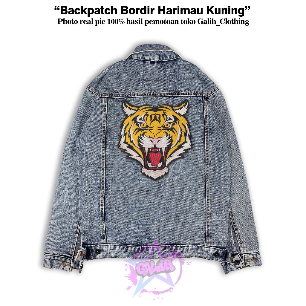 Patch Harimau Kuning Backpatch bordir emblem bordir binatang aksesoris tambahan tempelan jahit patch