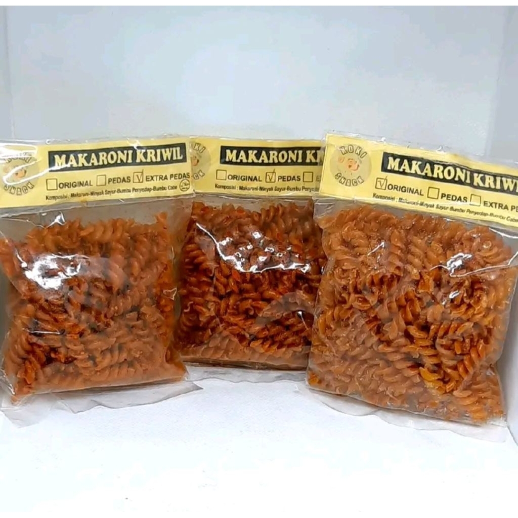 

5 pcs 50gr Makaroni Kriwil Pedas Garing–Snack Kering Kriuk|Original, Pedas, Extra Pedas|Snack Halal