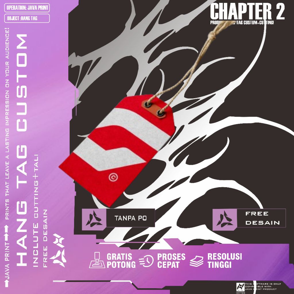 

cetak hangtag baju free desain/custom sudah cutting