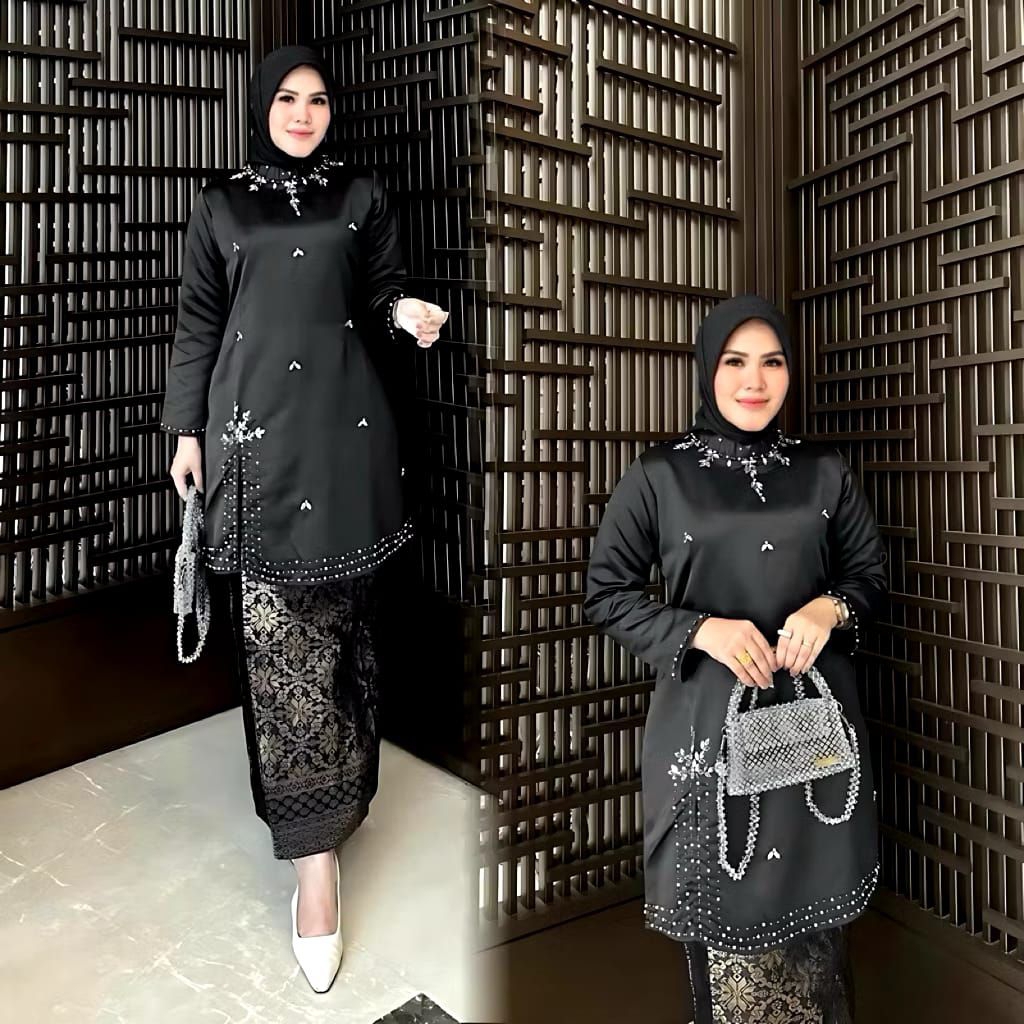 FREE HIJAB Setelan kebaya kurung melayu TAFETA Payet / Baju Kurung TAFETA / Kebaya Kurung TAFETA Pay