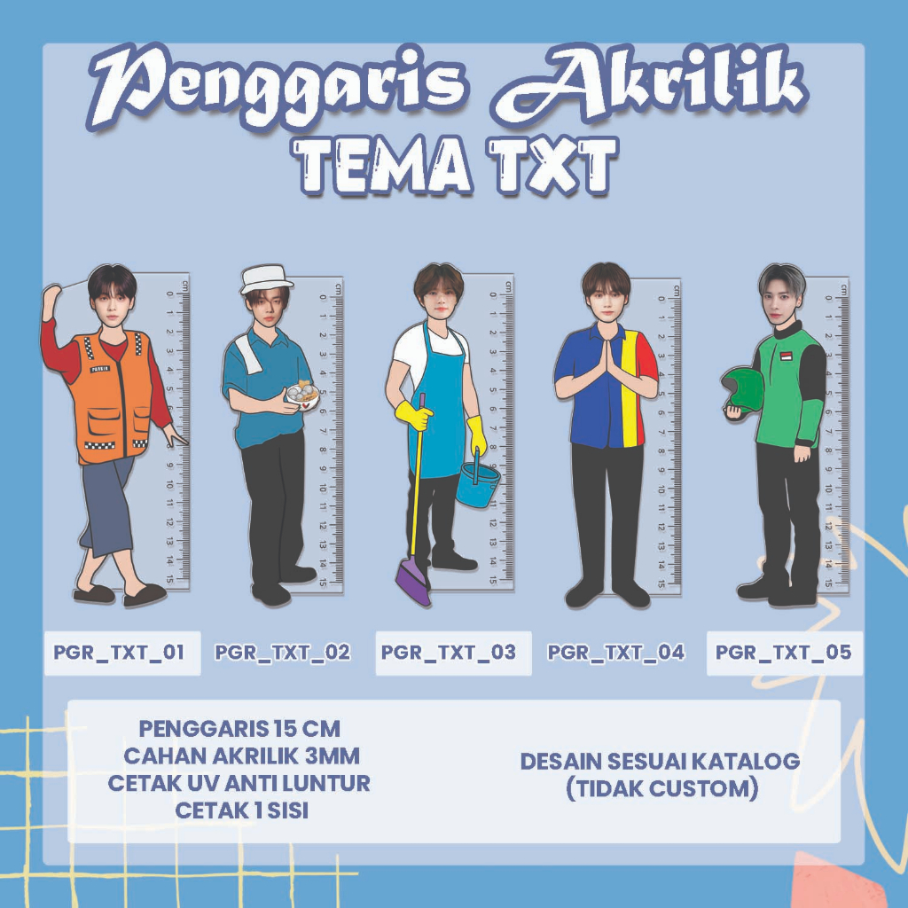 

PENGGARIS KPOP - PENGGARIS AKRILIK TEMA KPOP - Group TXT- kode PGR_TXT