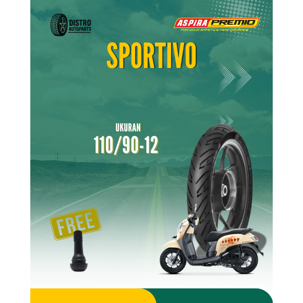 Ban Scoopy Freego Aspira Premio Sportivo 110 90 Ring 12 Ban Belakang Tubeless