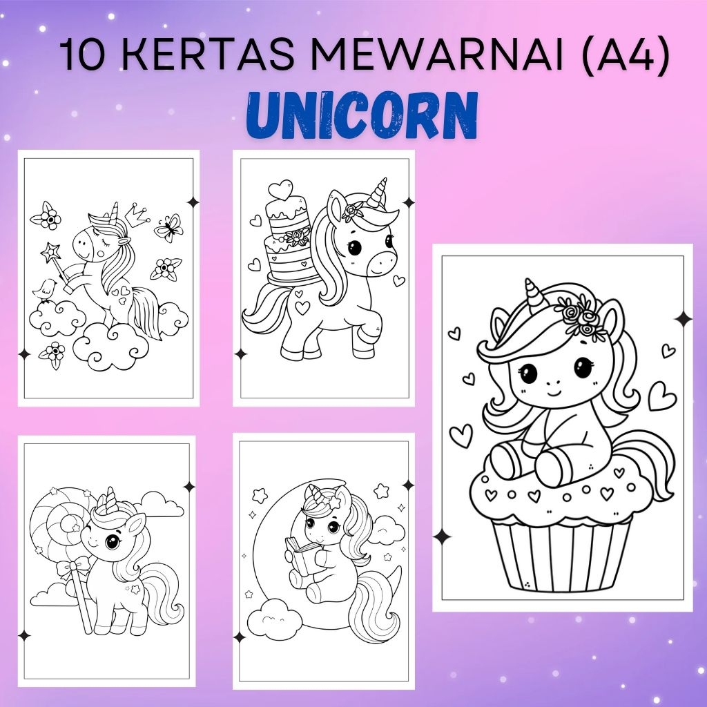 

Kertas mewarnai UNICORN (A4) anak TK/PAUD/SD
