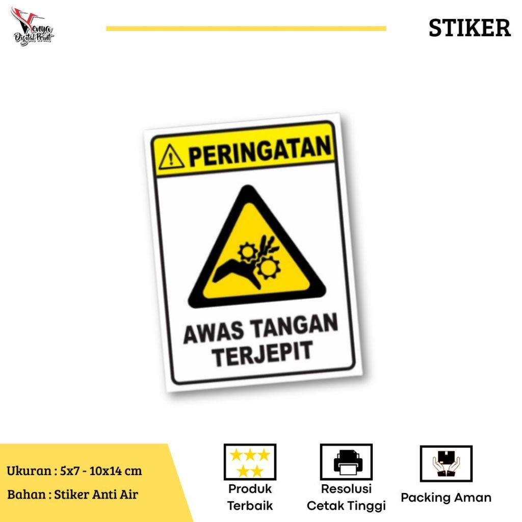 

Stiker Peringatan Awas Tangan Terjepit / Awas Tangan Terjepit Stiker / Stiker K3 / Stiker Pabrik