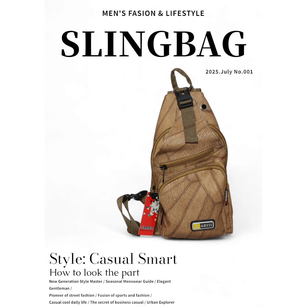 Tas Selempang Pria GRESS GR - 10 Lupus Karboni Kulit - Slingbag Lupus