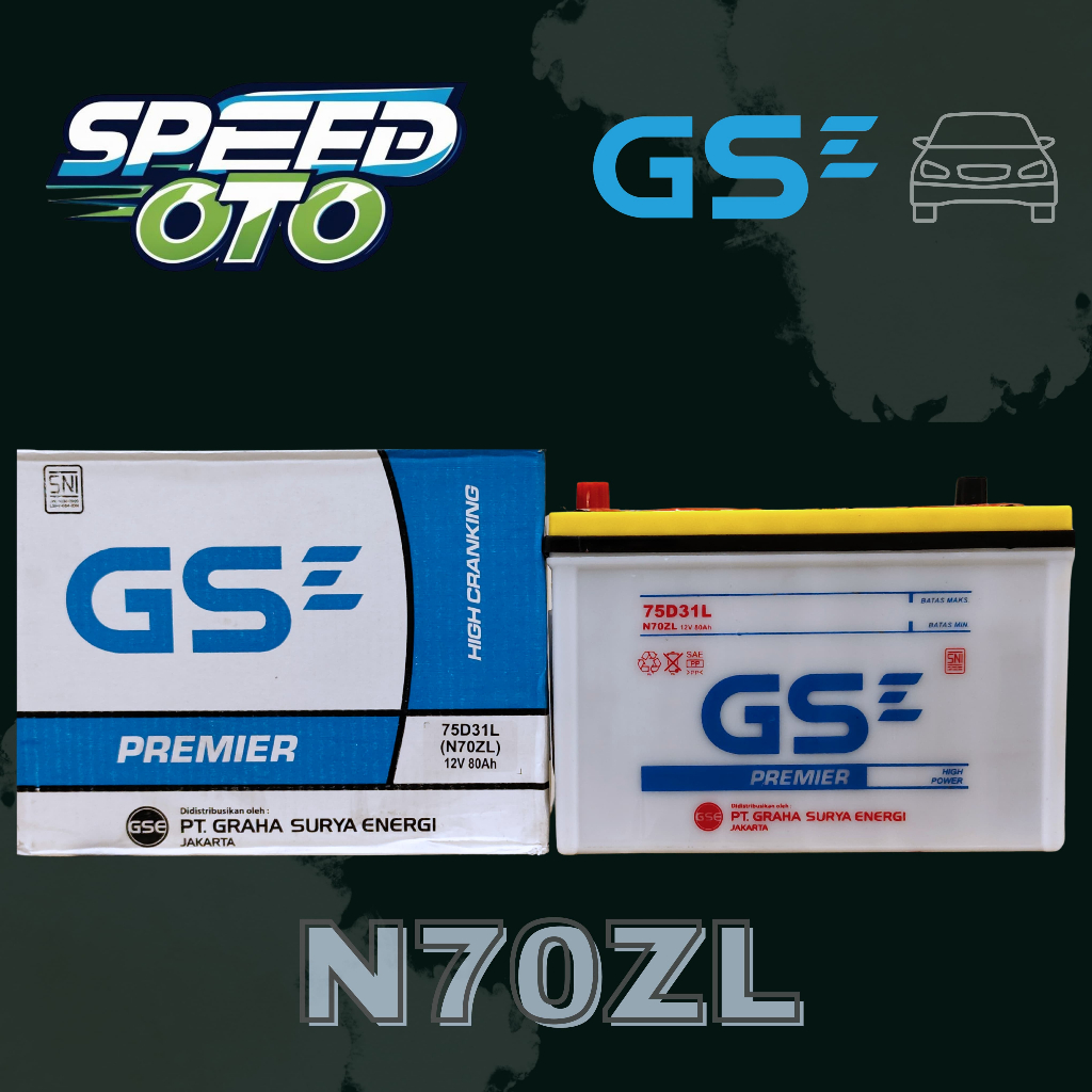 Aki Mobil GS N70ZL 75D31L GSE Premier Basah 12V 80Ah