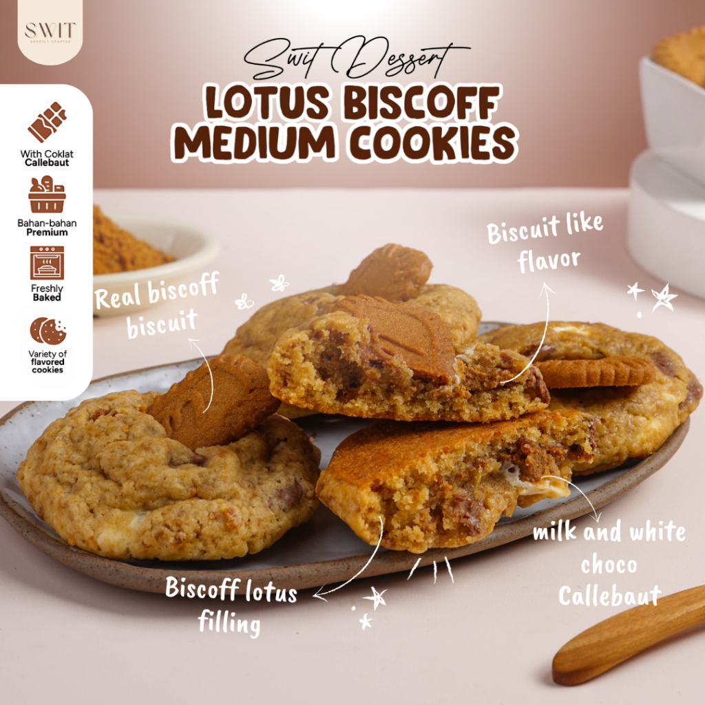 

Soft Medium Cookies Baked Lembut Premium Lotus Biscoff Homade - Snack Premium untuk Hampers, Parcel, atau Oleh-oleh