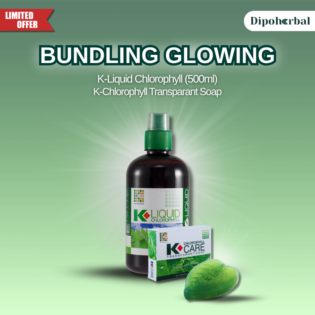 BUNDLING GLOWING - K-LIQUID CHLOROPHYLL & K-CHLOROPHYLL TRANSPARANT SOAP | K-LINK ORIGINAL
