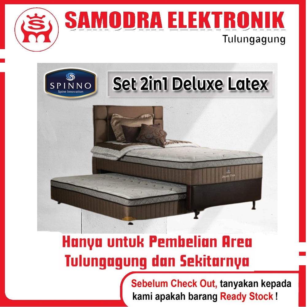 Kasur  SPINNO 2in1 Deluxe Latex 120x200 | Spring Bed Empuk Anti Tungau & Nyaman | Kasur Sorong 120x2