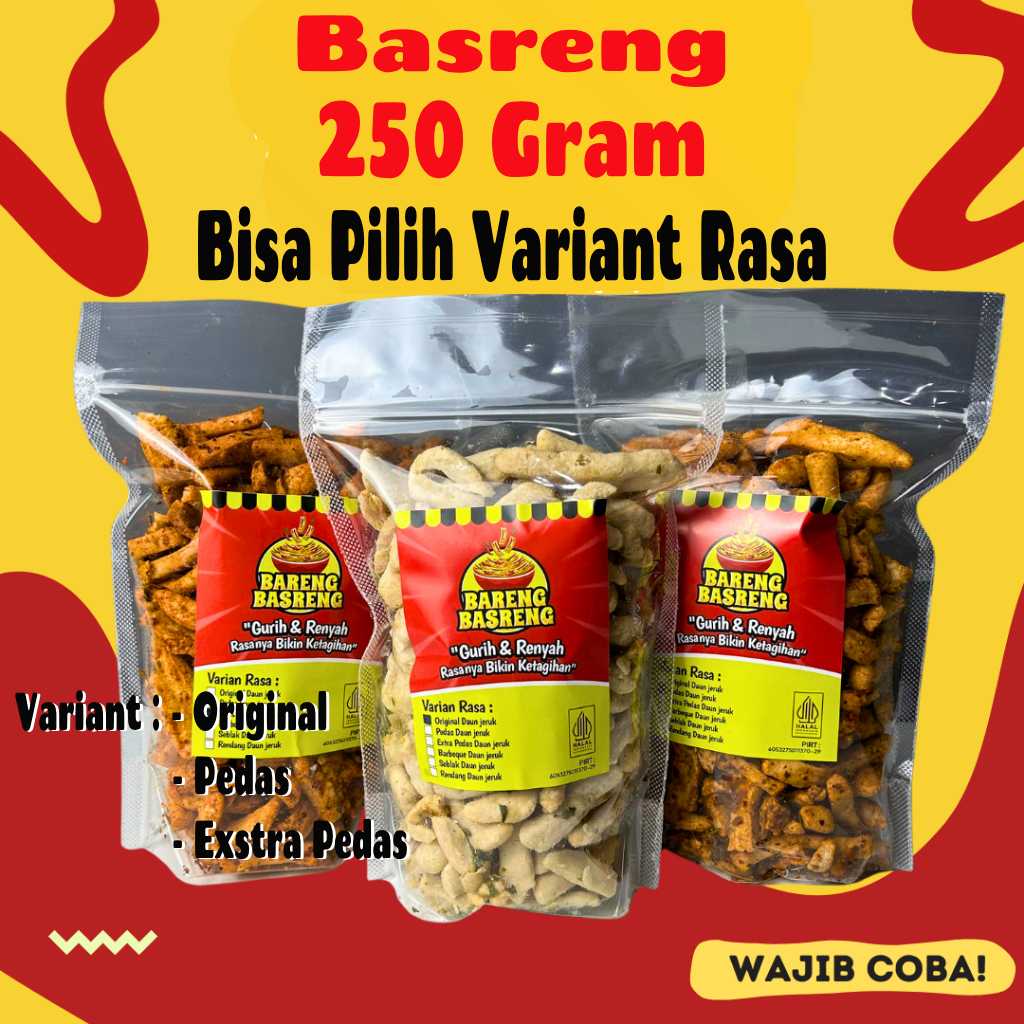 

BASRENG 250 GR DAUN JERUK RENYAH GURIH ORIGINAL PEDAS XTRA