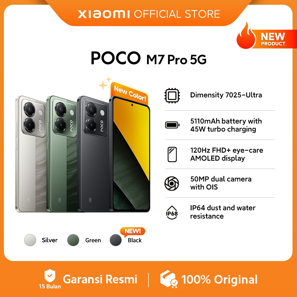 POCO M7 Pro 5G (8/256GB) | Dimensity 7025-Ultra | 5110mAh battery | 120Hz FHD+ eye-care AMOLED displ